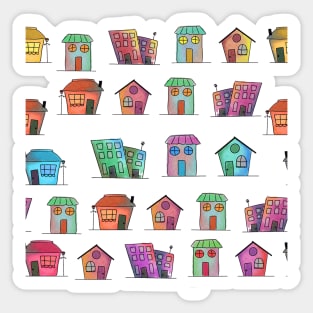 watercolor houses pattern Sticker